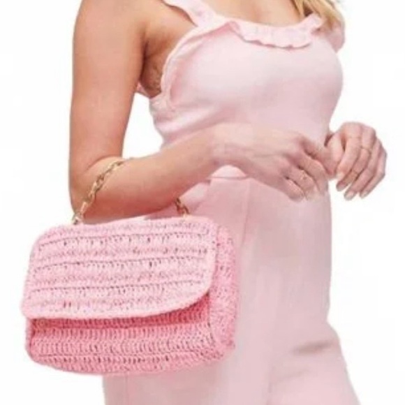 Urban Expressions Handbags - Urban Expressions Blush Woven Straw Top Handle Bag-Feminine-Soft Glam-Coquette